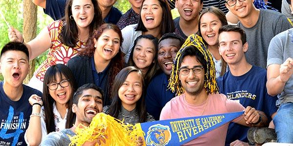 Group of UCR students showing Highlander Pride.